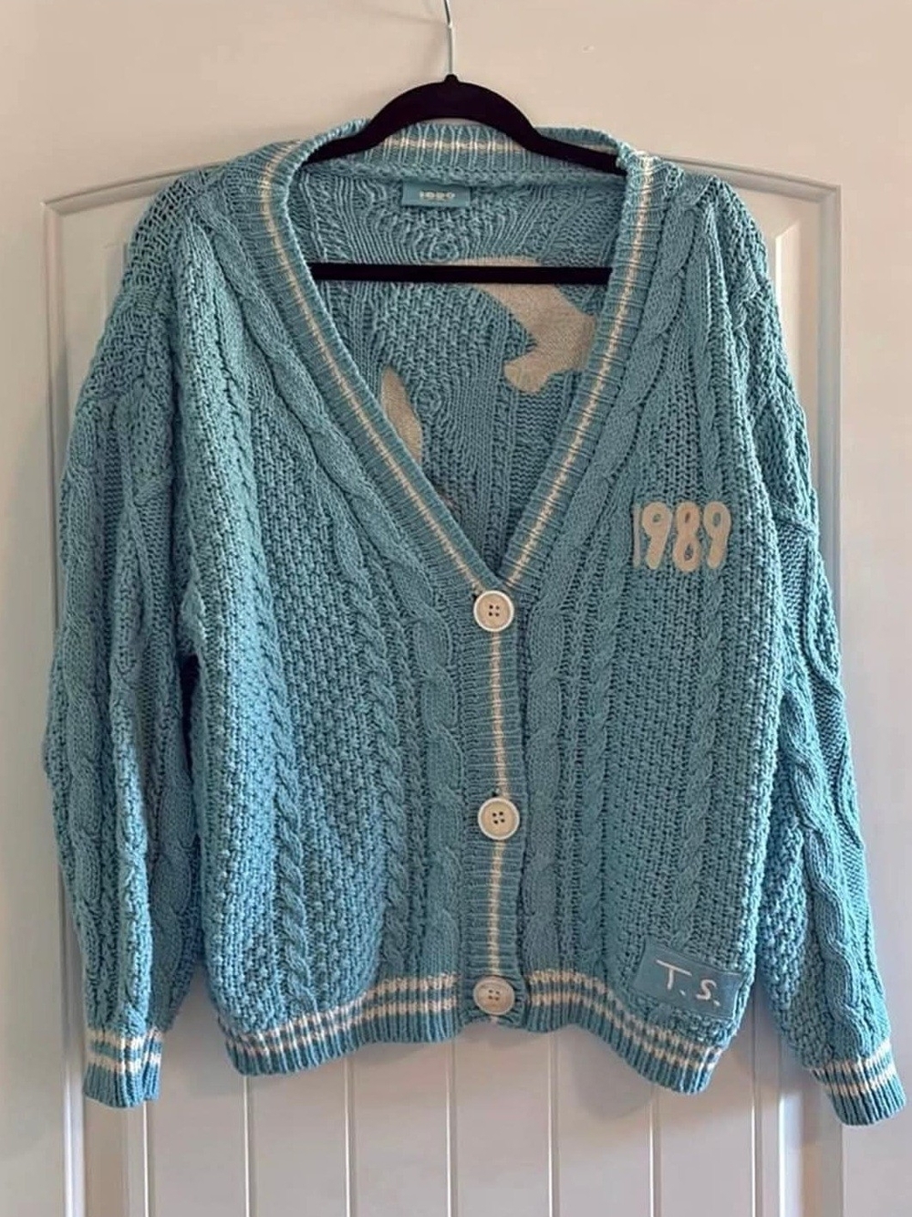 Taylor Swift 1989 Cable Knit Cardigan - Light Blue